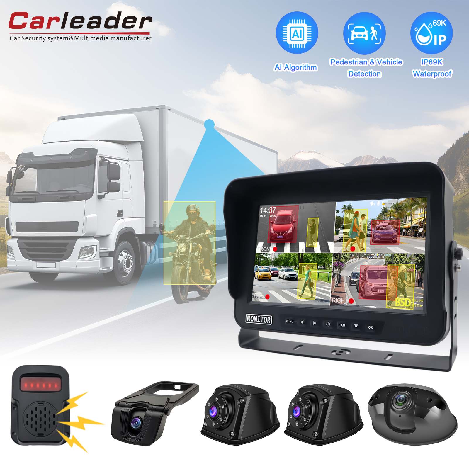 10.1 inch voertuig BSD Blind Spot Detection Monitoring System