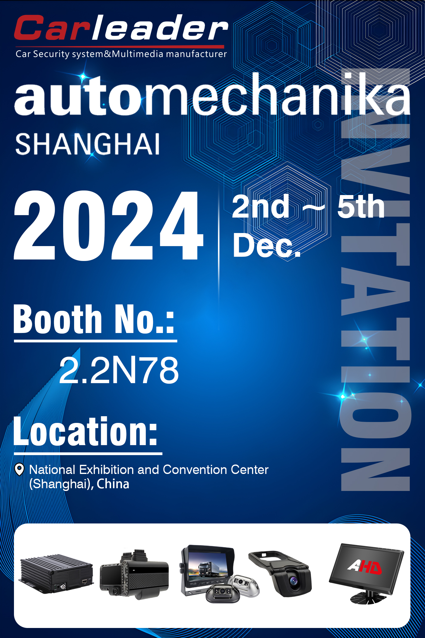 Automechanika Shanghai 2024-tentoonstelling | Standnummer: 2.2N78, Carleader wacht op uw bezoek