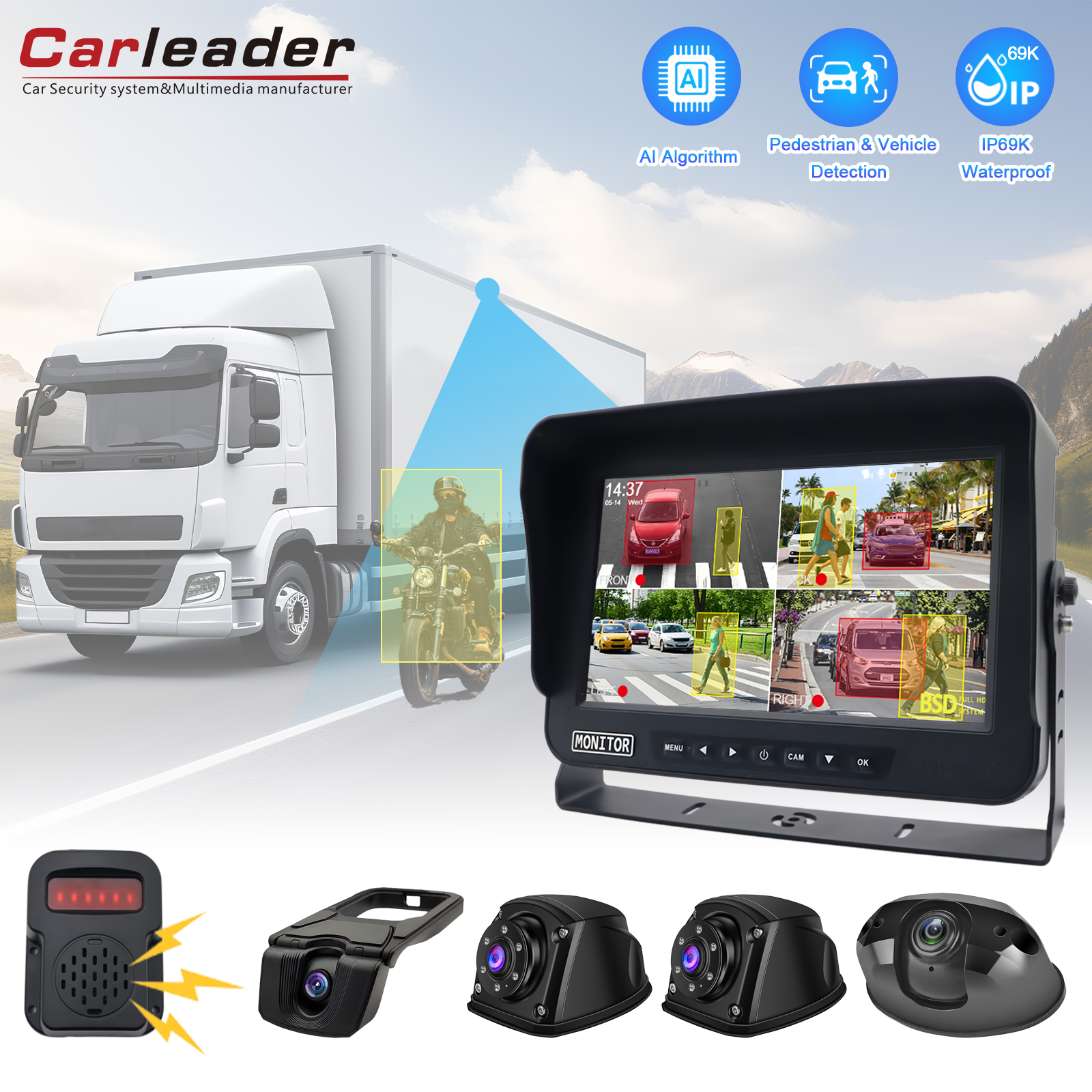 Verbeter de rijveiligheid met Carleader 10,1 inch voertuig BSD Blind Spot Detection Monitoring System