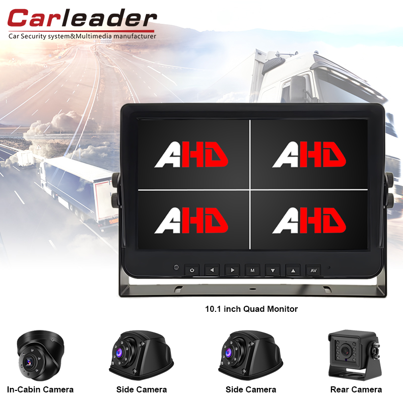 Upgrade uw monitoringervaring met Carleader 10.1-inch 4av-ingangen Quad View AHD voertuigmonitor en camerakit