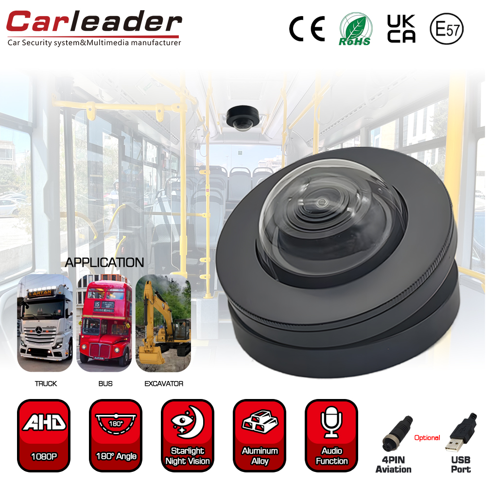 Carleader 180 graden groothoek HD 1080p Dome Voertuigcamera voor in-voertuigbewaking