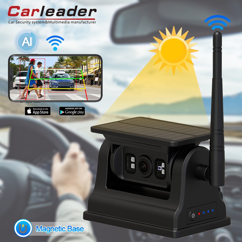Carleader 1080P magnetische zonne-WiFi draadloze RV-back-upcamera voor IOS Android Carleader 1080P magnetische zonne-WiFi draadloze RV-back-upcamera voor IOS Android