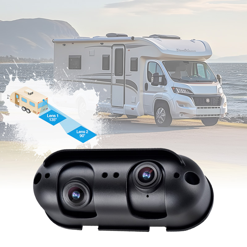 Twee verschillende bedradingsoplossingen voor Carleader AHD Starlight achteruitrijcamera met dubbele lens, geschikt voor campers