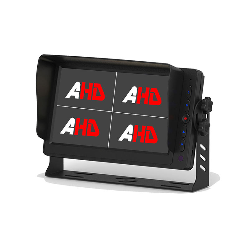 7 inch AHD voertuigmonitor met 4 video-ingangen, 5 klikknoppen en triggerfunctie