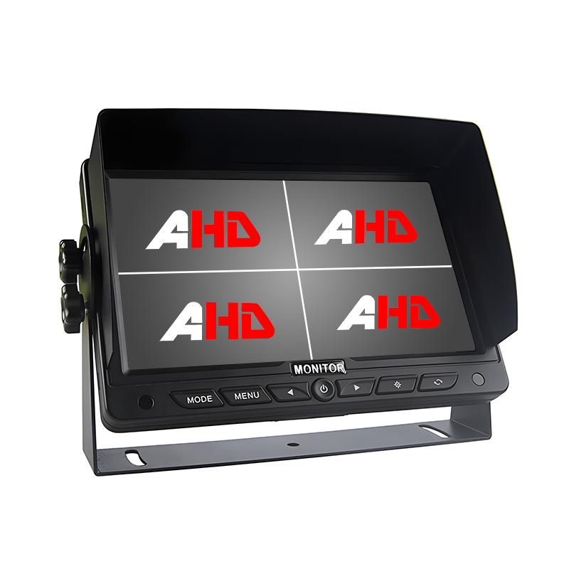 7 inch auto quad AHD-monitor met 4 camera-ingangen en SD-kaartopname
