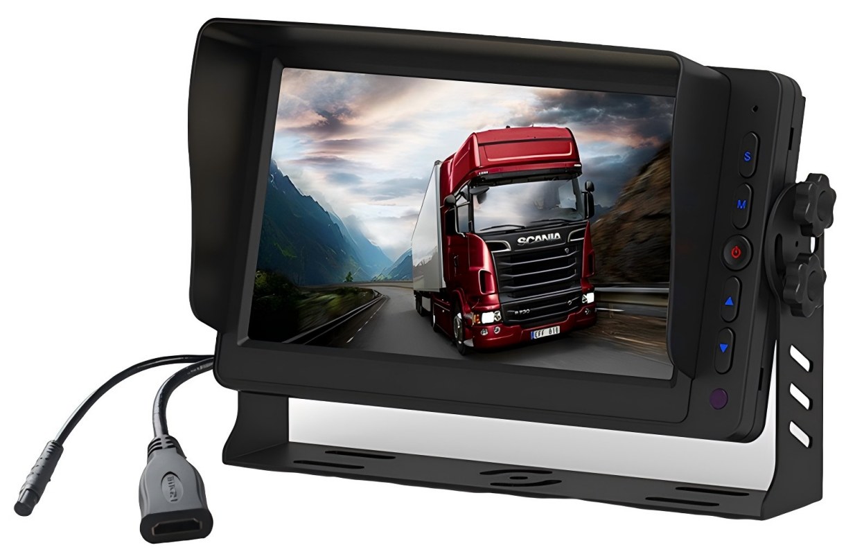 7 inch HDMI-voertuigmonitor met dubbele AV-ingangen, reverse trigger en ingebouwde luidspreker