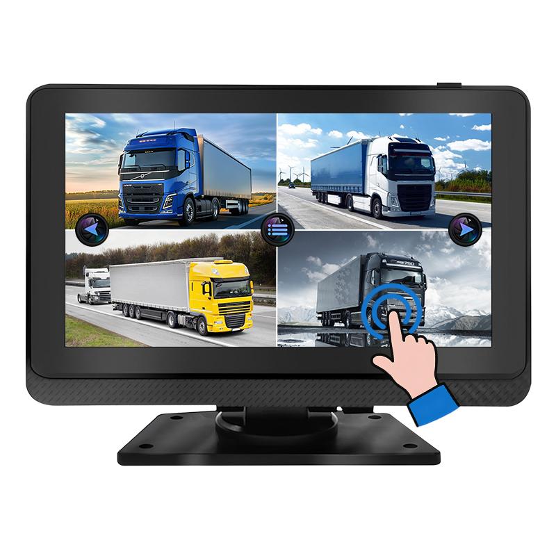 7 inch touchscreen voertuig quad-view DVR-monitor met 1080P-opname