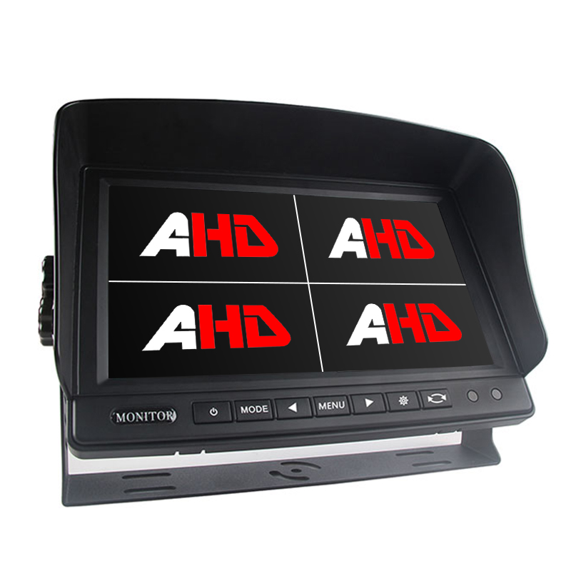 9 inch 4CH AHD-ingangen Quad Display Heavy Duty voertuigmonitor