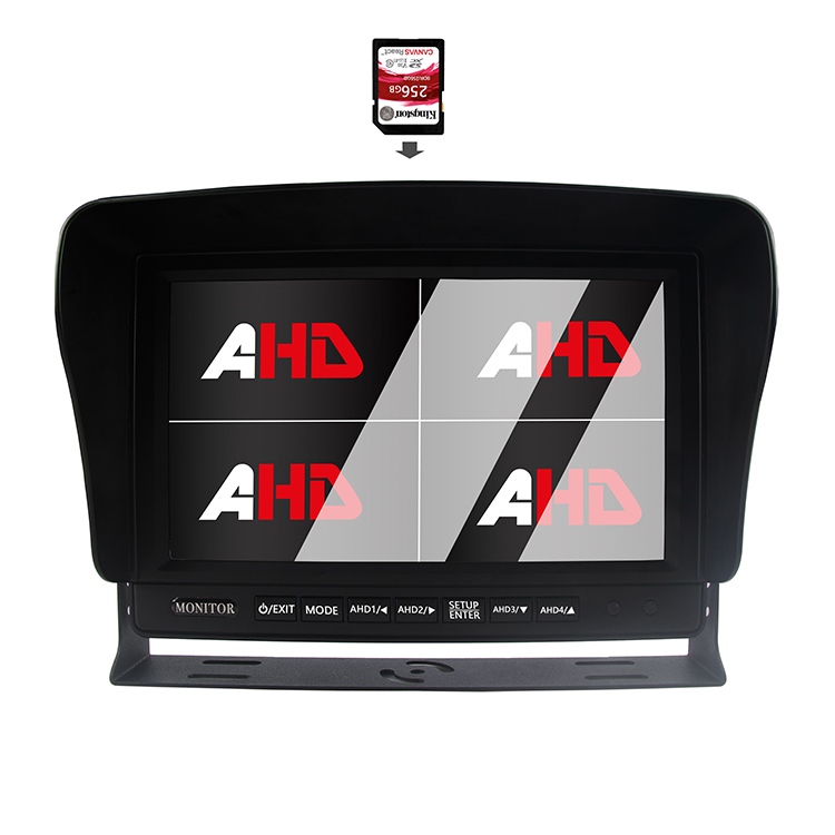 9 inch quad-display vrachtwagen video-opname AHD-monitor