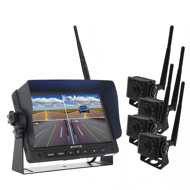 AI Draadloos 7'' 2.4G digitaal achteruitrijcamerasysteem met IP68-camera voor vrachtwagenaanhangwagenbus